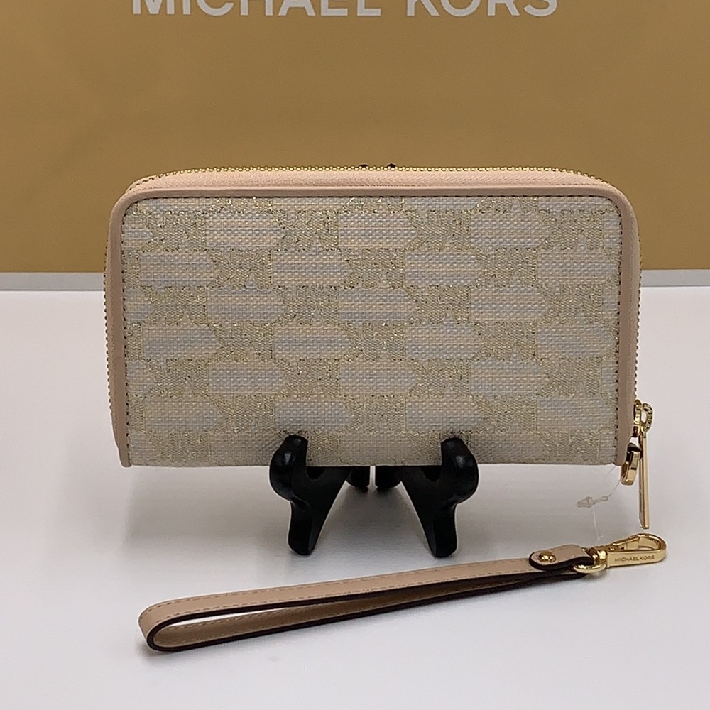 MICHAEL KORS LARGE FLAT MULTIFUNCTIONAL PHONE CASE WALLET NATURAL MULTI COLOR - Picture 9 of 14